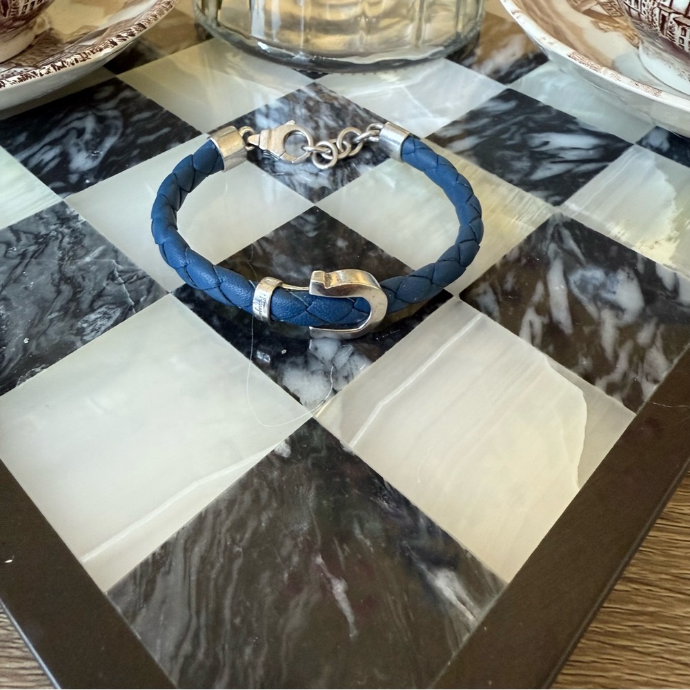 Salvatore Ferragamo Woven Leather Bracelet in Blue